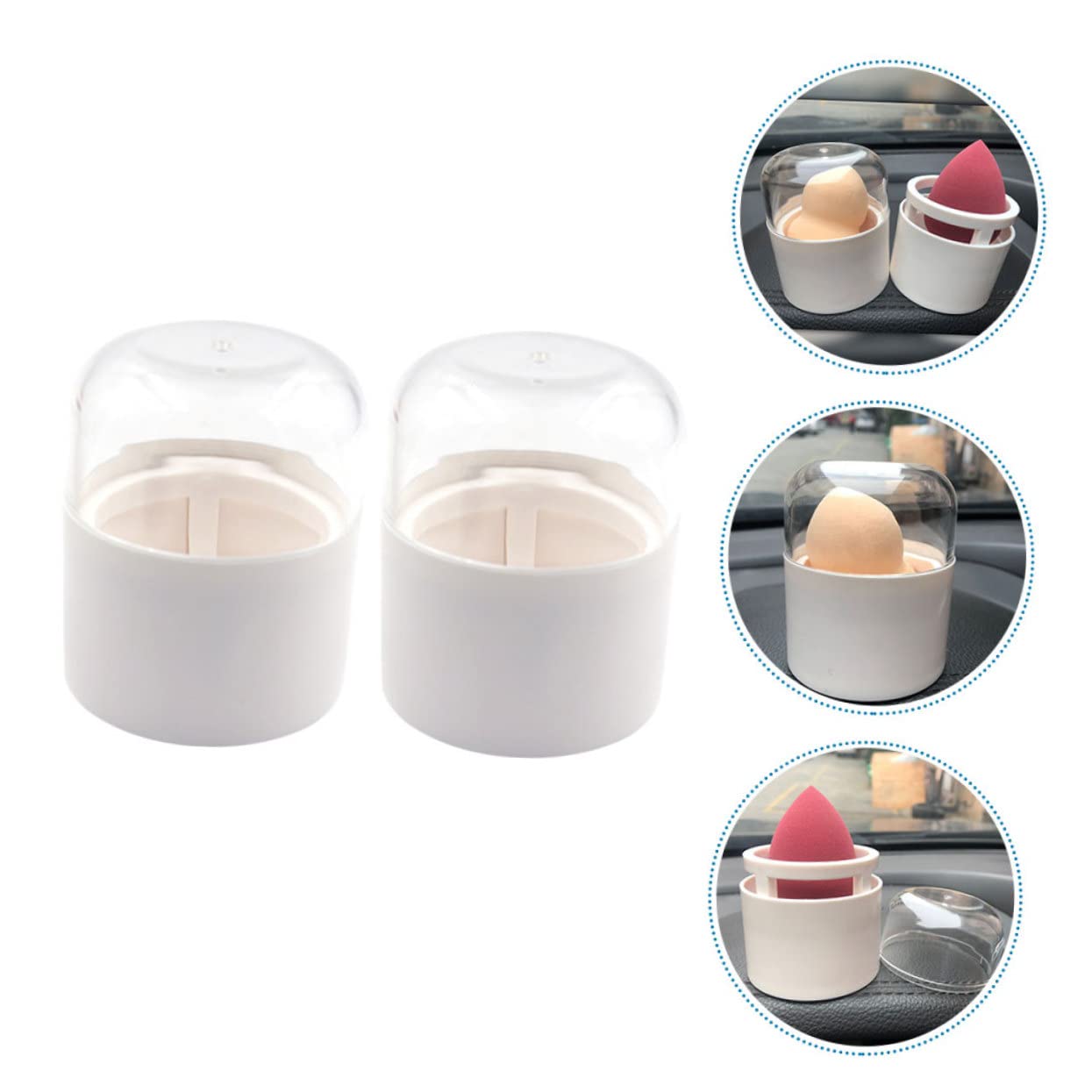 WEKADRIN 2 Stück Makeup Ei Aufbewahrungsbox Weiß Makeup Schwamm Halter zum Trocknen und Schützen Kompakt Langlebig für Reise und Tägliche Kosmetik Aufbewahrung Kosmetik