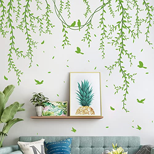 Vinilos decorativos hojas verdes removibles para pared miniatura 1