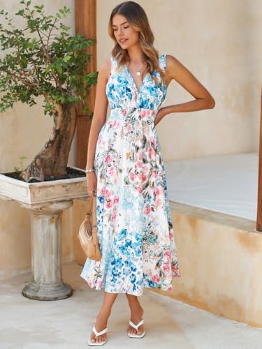 Image of Flessibili Women's Sleeveless Floral Maxi Dress 2026 Sundresses Spring Summer Wedding Guest