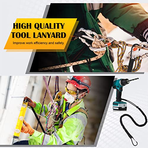 12 pack tool lanyard with single metal buckle and adjustable loop end standard length maximum weight limit 8kg 176lb with aluminum screw lock retractable shock cord stopper black