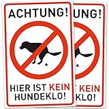 2er Set Schild Hunde kacken verboten (20 x 30 cm Kunststoff) - Kein Hundeklo - Hundekot Schild - Hunde Verbotsschilder - Hundeschilder