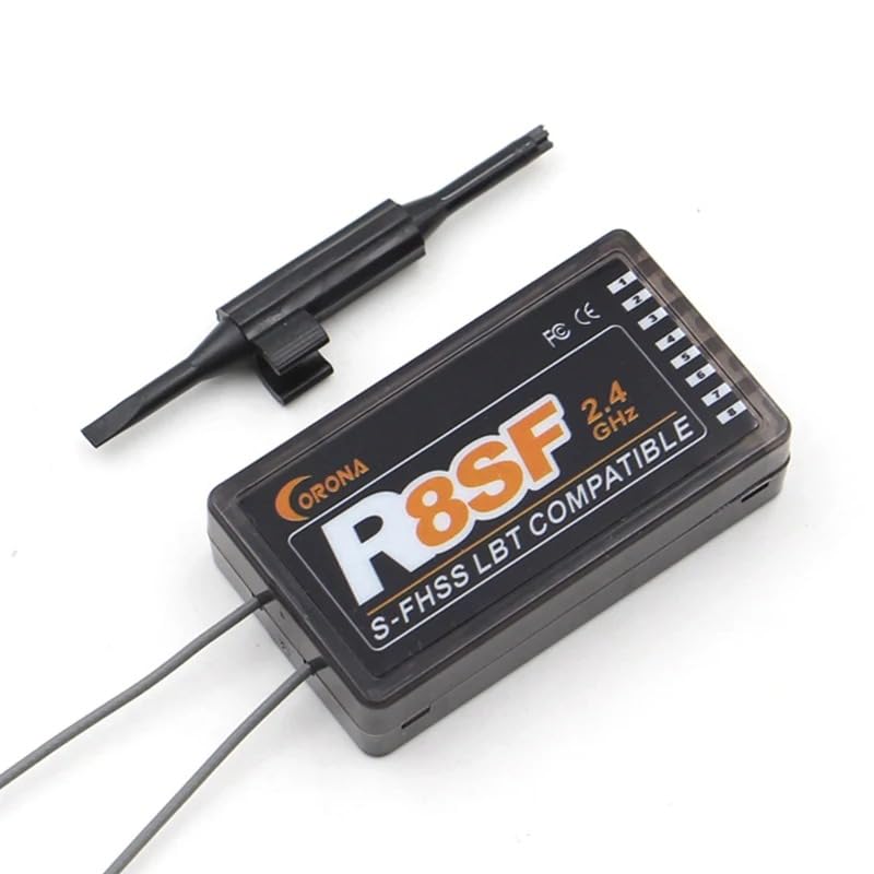 SPARKHOBBY Corona R4SF 4CH R8SF 8CH 2.4GHz S-FHSS/FHSS Receptor compatible para FUTABA T6j T6K T8J T10J 14SG 16SZ 18MZ 4PLS Control remoto (R4SF y R8SF)