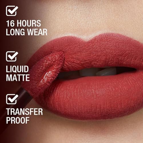 Image of Liquid Lipstick Set | Waterproof, Non-Transfer, Long Lasting & Lightweight Lip Color | High Shine, Moisturizing & Long Lasting Lip Gloss for Women - 5 ml (Red 2, Pack of 4)