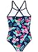 Dolxico Girls Swimsuit Cute Flamingo Swim Suits Fashion One Piece Swimwear Little Kids Girls Bathing Suit Beach Sport Pool Swimming Suits, Flamingo Floral Navy, 150, Size 10