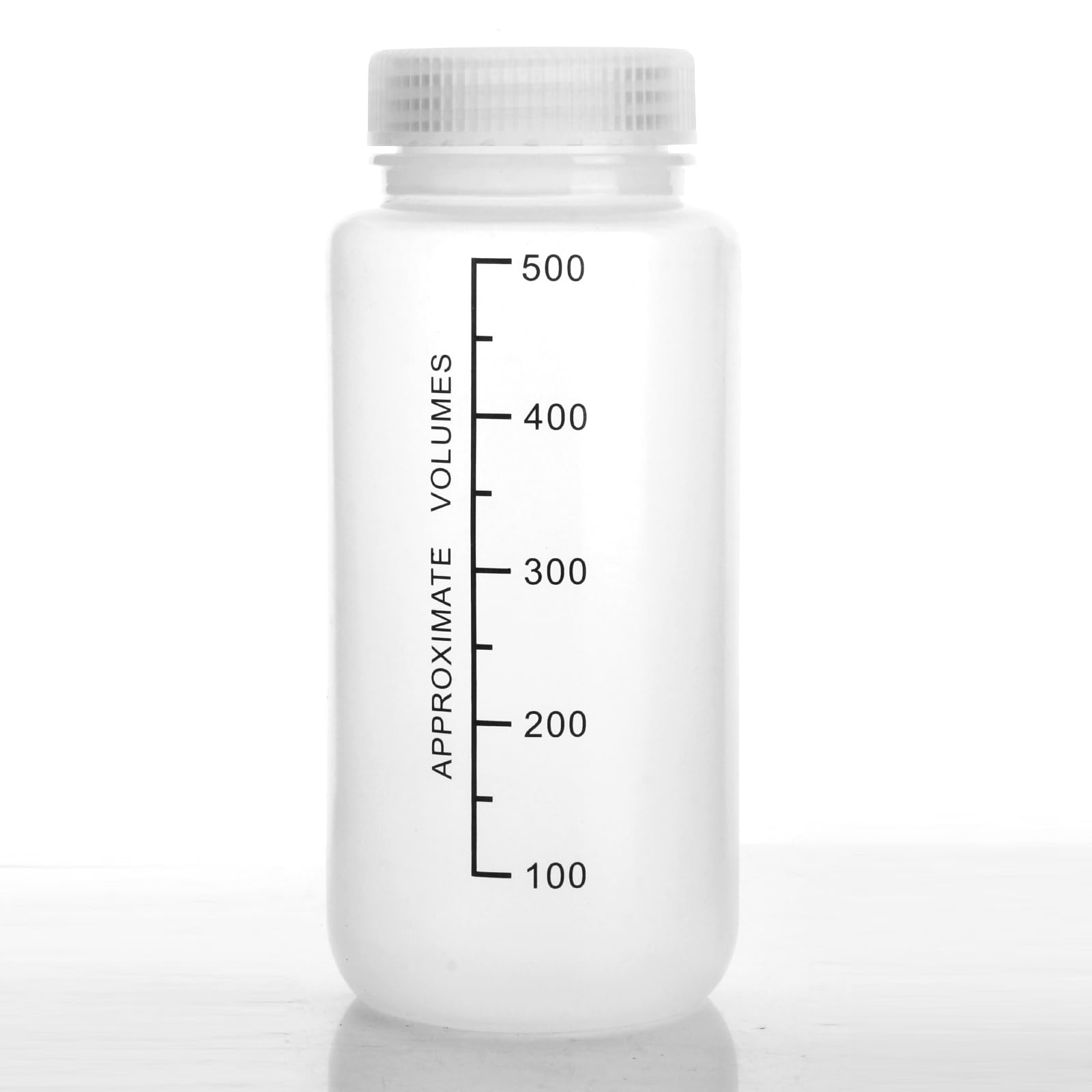 Reagenzflasche aus Polypropylen in Laborqualität, mit breiter Öffnung, starrer Kunststoff, mit Schraubverschluss und Abschlussfeiern, entworfen für Laboratorien(500 ml breite Öffnung, 6 Stück)