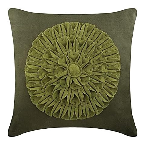The HomeCentric 55x55 cm Cubierta De La Almohadilla De Tiro, Verde Fundas para Cojines, Dalia Tema Floral Gamuza sintética Cuadrado Cubierta De Almohadas, Moderno Fundas para Cojines - Green Dahlia Cover