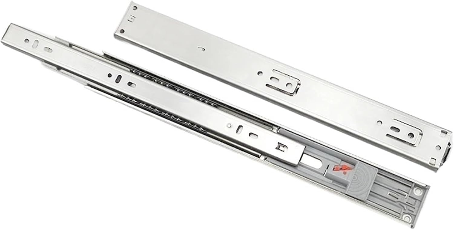 Hardware Full Extension Side Mount Drawer Slides 10-20 Inch Stainless Steel Mute Drawer Slide Rail Three-Section Buffer Track Rebound Damping(20 inch500mm)