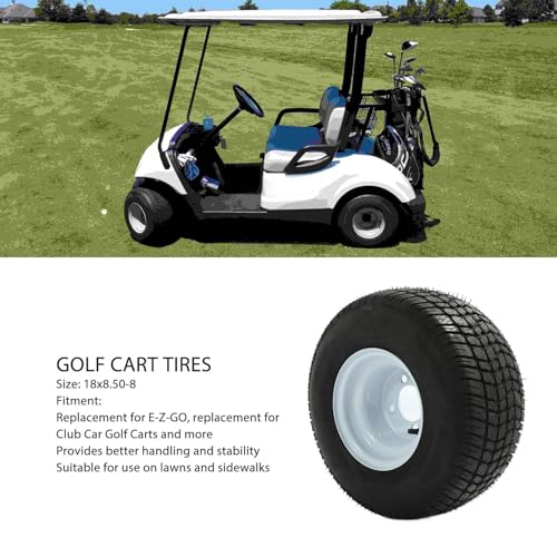 18x8.50‑8 Pneumatici per Carrello da Golf Gomma per Migliore Maneggevolezza Sostituzione del Gruppo Ruota e Pneumatico per Carrello da Golf per Carrello da Golf E‑Z‑GO,