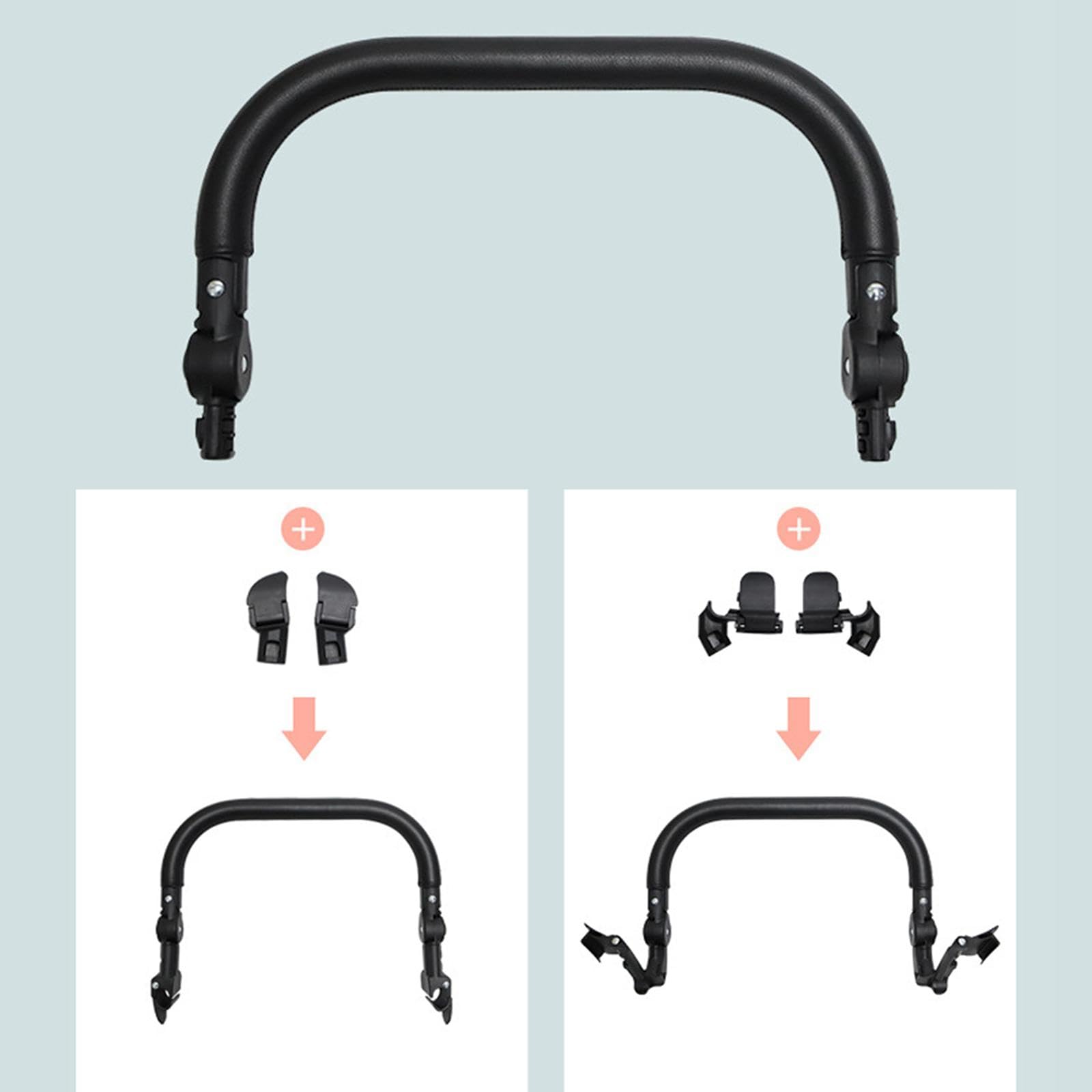 Accesorios para reposabrazos de cochecito Barra de soporte de ángulo ajustable Pieza de repuesto Barra transversal resistente Asa para carrito de bebé, Reposabrazos Delantero Central