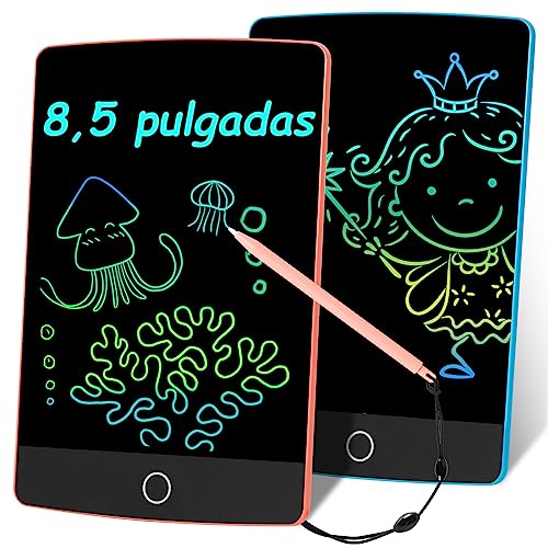 Tableta de Escritura Color LCD, 8.5 Pulgadas Electight Tablet Escritura Pantalla Colorido Infantil, Juguetes Educativo Niños con Borrable y Bloqueo Función, para el Hogar, Escuela, Rosa/Azul