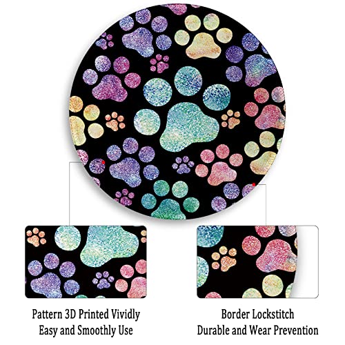 Image of Cat Paw Round Mouse Pads for Desk, Funny Small Mousepad for Laptop Gaming, Stitched Edge Non-Slip Rubber Base, Cute Home Office Decor Desk Accessories Office Supplies Gift for Women Teen Girls