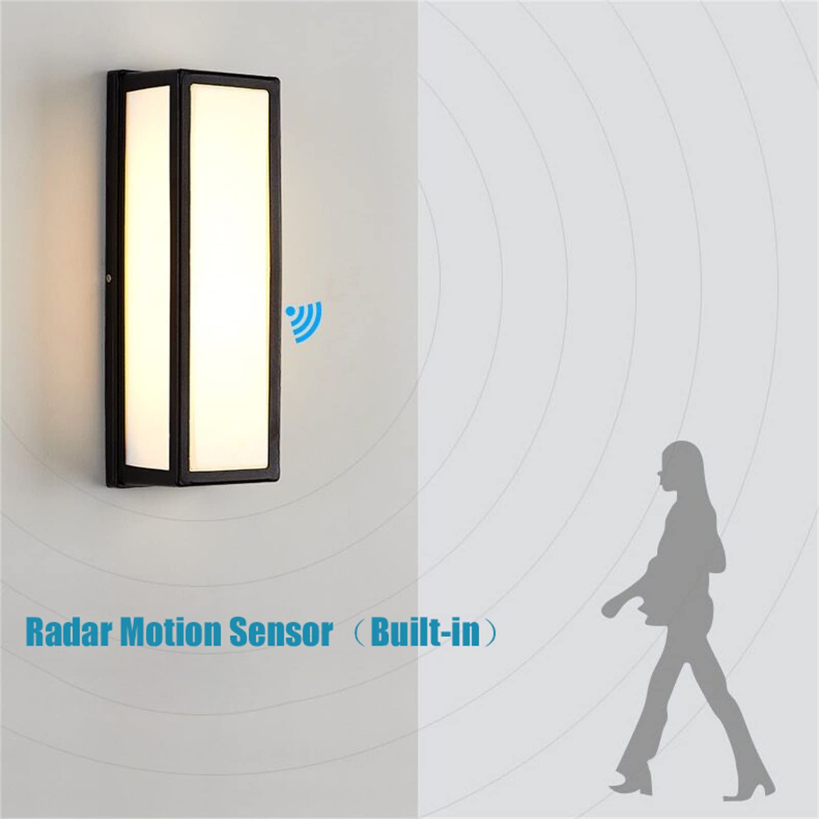 QYYZTQY Black Outdoor Lights with Motion Sensor Garden Lamp Mains Powered Waterproof IP65 Exterior Indoor Sconces 20W Aluminum Outside Wall Spotlights for Terrace Balcony (Cool White 6000K)