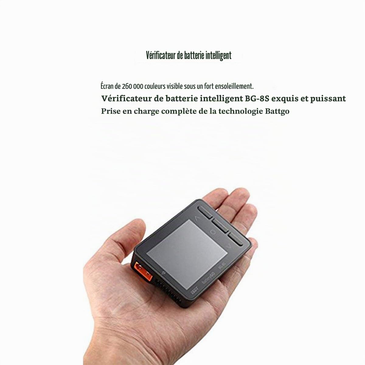 ISDT BG-8S Testeur de capacité de batterie, écran LCD, testeur de tension pour batteries LiPo/Life/Li-ion/NiMH/Nicd