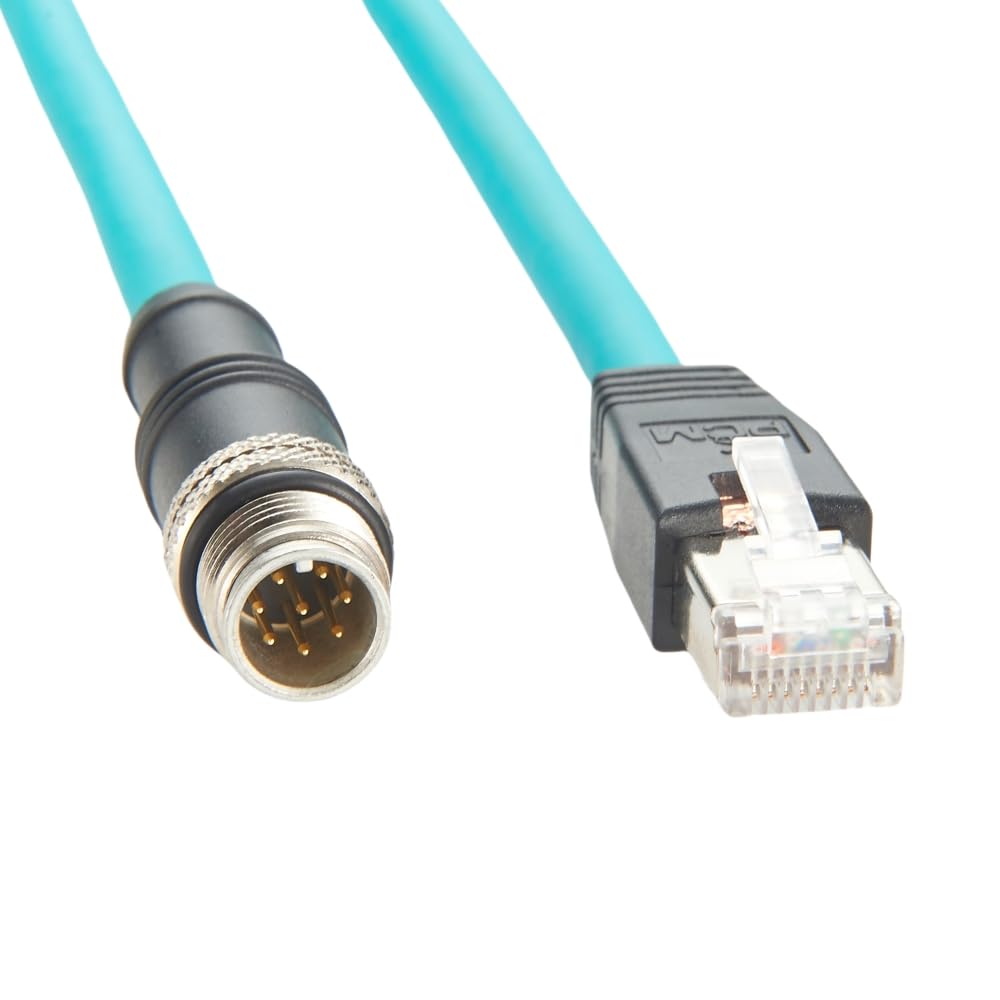 M12 8-pinowy kabel krosowy z kodem A do RJ45 CAT6A przemysłowy kabel Ethernet M12 męski do RJ45 GigE Vision kabel krosowy o wysokiej elastyczności, ekranowany przedłużacz kompatybilny z Cognex Basler
