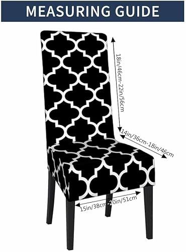 Miniatura 5 de Fundas para silla con forma de azulejos tradicionales orientales, color negro, diseño de celosía circular, lavables, extraíbles, 100% poliéster,