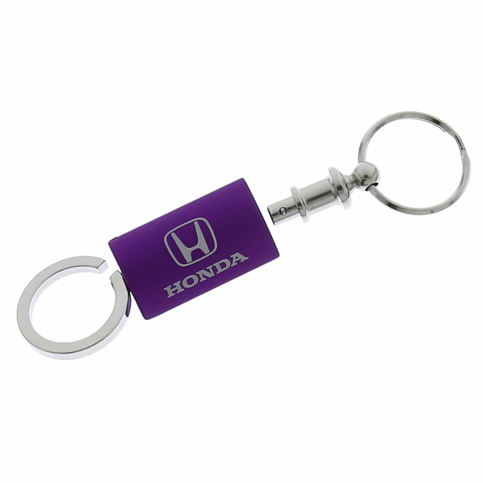 Honda Schlüsselanhänger mit violettem Logo, Metall, Aluminium, zum Auseinanderziehen