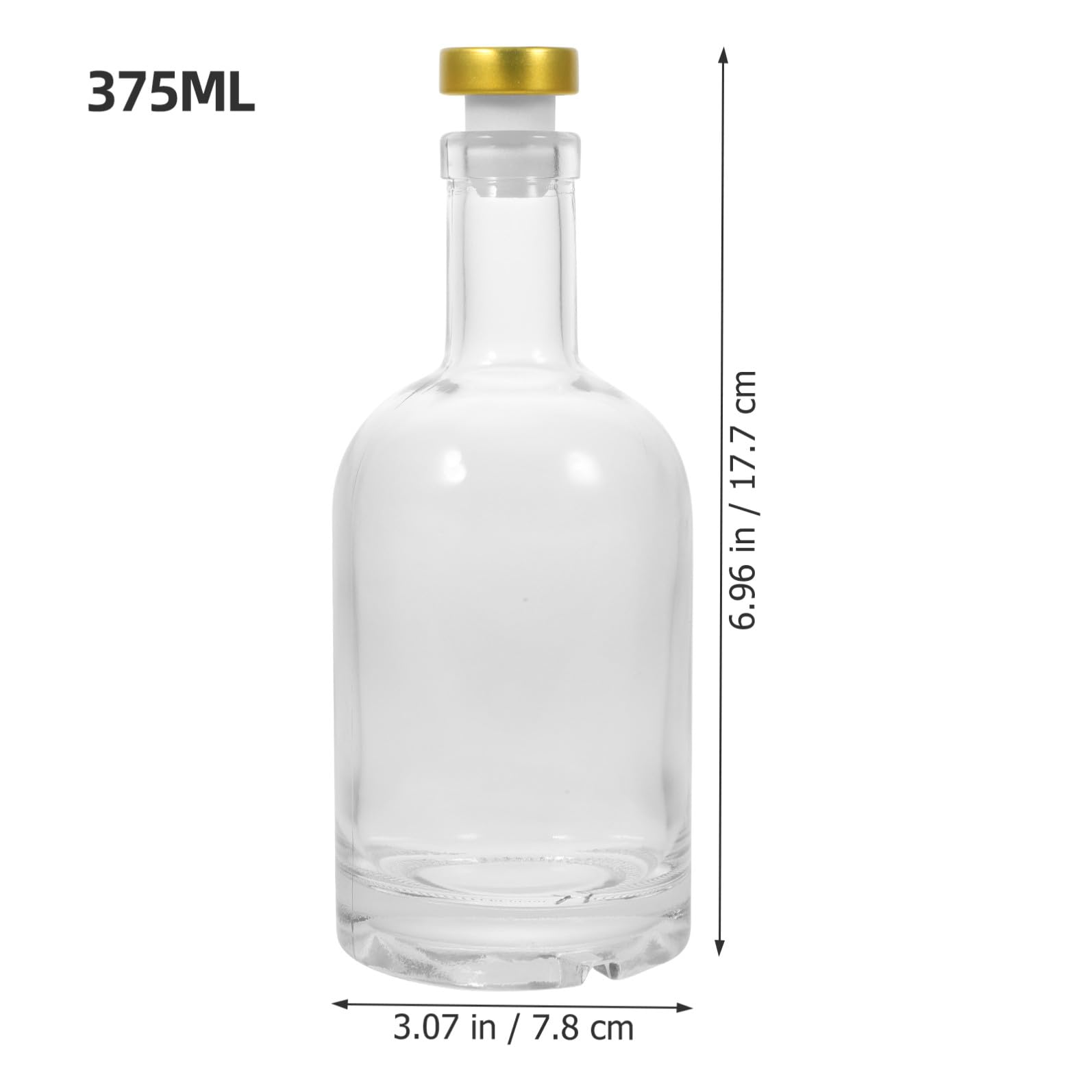 2 Stück-pack Dickbodige Wodkaflaschen aus Glas, 375ml | Breite Öffnung, Transparenter Look, Geriffelter Boden, Leichtes Ausgießen Zufällige Farbe