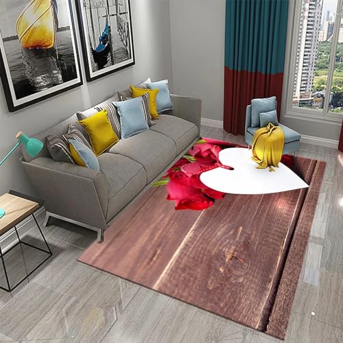 Tapis de chambre rose avec impression 3D douce et dossier antidérapant - 2