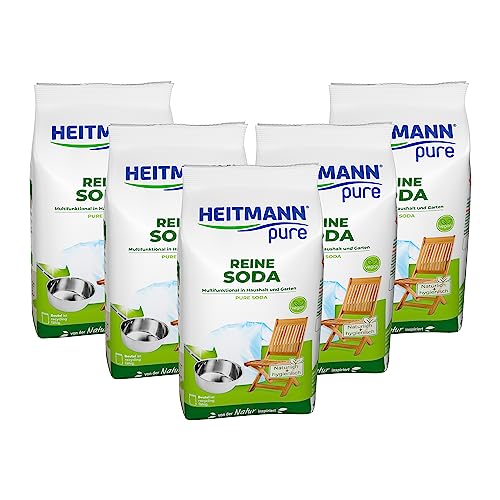 HEITMANN pure Sosa pura: limpiador multiusos ecológico para el hogar, adición al detergente y productos de limpieza, 5 x 500 g