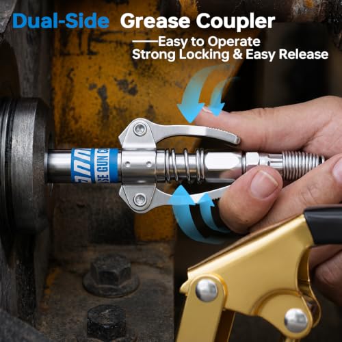 Image of 6 Pack Grease Gun Coupler, Dual Lever Quick Lock & Release Grease Tips