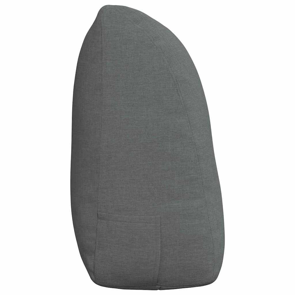 Moderno cuscino per la schiena con chiusura lampo, 120 x 24 x 50 cm, tessuto vellutato grigio scuro, design ergonomico per una migliore tenuta, imbottitura in poliestere, rivestimento