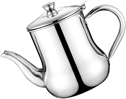 1 pote de aceite de acero inoxidable recipiente de almacenamiento de aceite de cocina, contenedor de grasa de cruet de aceite con colador, vertedor