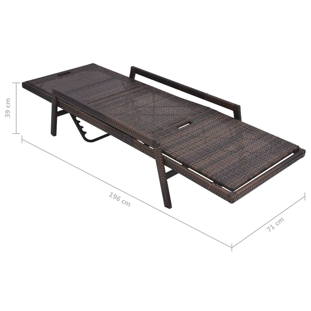 VIDAXL - Lettino Prendisole con Cuscino in Polyrattan Marrone