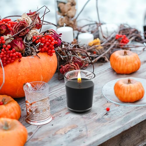 Image of Unscented Black Votive Candles in Glass, 2 Inch Natural Soy Wax Scentless Candles for Halloween Wedding Party Home Holidays Relaxation Spa, 12-15 Hour Burning Time, 4 Packs