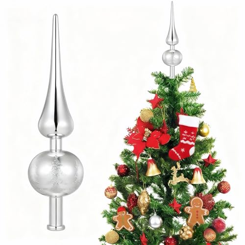 Weihnachtsbaumspitze Silber, Christbaumspitze Weihnachtsdeko, Silber...
