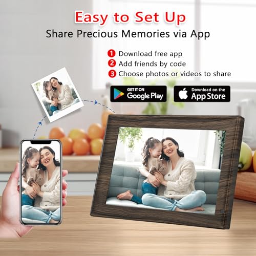 Image of 32GB 10.1 Inch WiFi Digital Picture Frame with 1280x800 HD IPS Touch Screen, Send Photo or Videos via App or Email,Support USB Drive /SD Card Extend Storage,Auto-Rotate,Wall Mountable