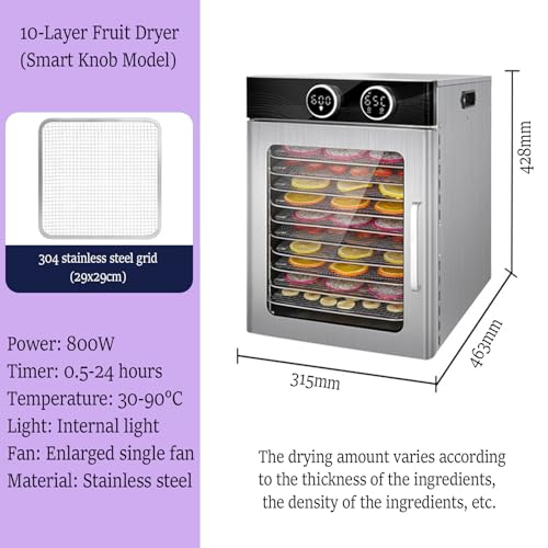Essiccatore per frutta in acciaio inossidabile a 8 strati, essiccatore per alimenti per carne secca e verdure, design visivo, essiccazione efficiente di frutta e carne, facile accesso tramite sporte