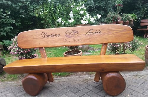 H. Pawlik GmbH Gartenbank Hochzeit mit Gravur aus Massivholz, Sitzbank aus...