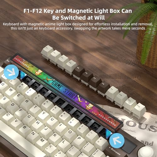 Image of Womier 75% Wireless Mechanical Keyboard with Screen and Knob Keyboard | Retro Creamy Bluetooth Gaming Keyboard Custom Clear Light Box,RGB /Hot Swap /PBT Keycap,VIA Programmable for Mac /PC,K80 Brown