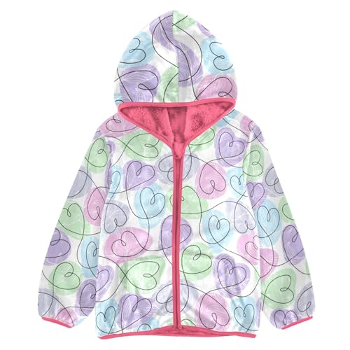 OTVEE Valentine Purple Blue Hearts Kids Hoodie Jacket Fall Spring Full Zip Warm Outwear Coat