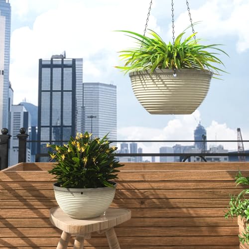 Vanslogreen HANGING POTS FOR PLANTS INDOOR 2 Pack Hanging Planters For Indoor Outdoor Plants, 10 Inch Hanging Planter With Drainage Hole & Plug Glazed Hanging Baskets Flower Pots thumb #5