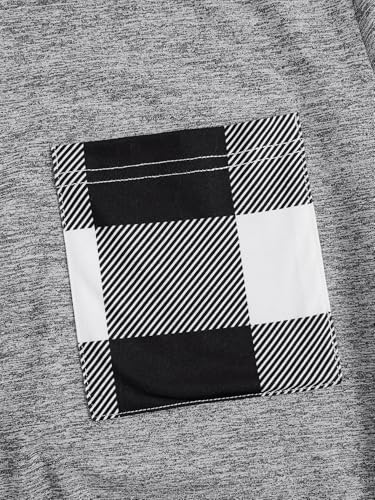 Verdusa Men's 2 Piece Loungewear Pajama Set Plaid Print Short Sleeve Tee Top and Pants Set3