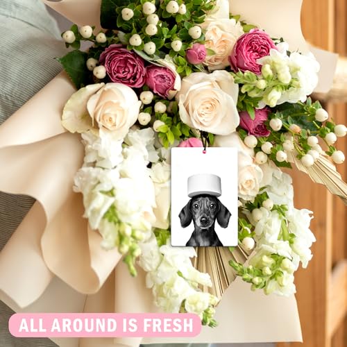 Image of Funny Bathroom Dachshund Car Air Freshener 4Pcs, Weiner Dog Gifts for Women Men Air Freshener for Bathroom Car Interior Closet Drawer Books, Dachshund Doxie Gifts Car Mirror Decor Hanging
