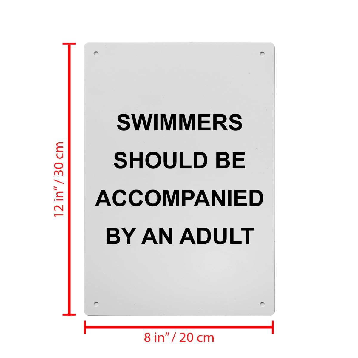 Swimmers Should Be Accompanied By An Adult Sign, 8.5 x 11 in