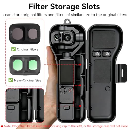 Debmale Pocket 4P Pokrowiec Ochronny - Przenośny Twardy Pokrowiec do Przechowywania Pełna Ochrona Akcesoriów dla DJI Osmo Pocket 4P z 3 Gniazdami na Filtry i 2 Gniazdami na Karty Pamięci