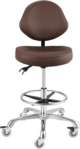 Miniatura 8 de Silla ergonómica de dibujo con respaldo, silla de oficina alta para escritorio de pie, anillo ajustable para el pie, taburetes giratorios para