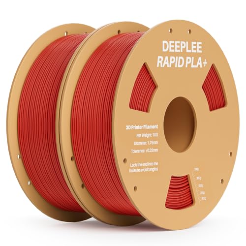 Image of Rapid PLA Plus Filament 1.75mm, High Speed 3D Printer Filament Up to 600mm /s, PLA+ Filament Dimensional Accuracy + /- 0.02 mm Fits Most FDM 3D Printer, Cardboard Spool 2 Pack 1kg Red