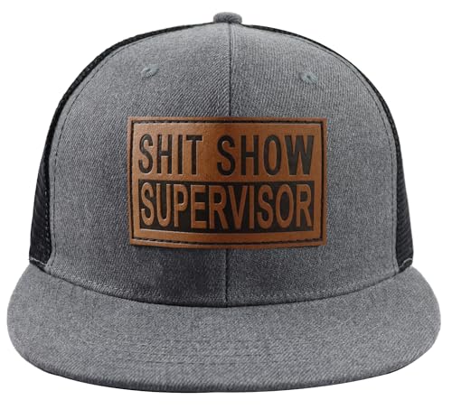 Shitshow Supervisor Trucker Hat for Men Women Funny Shit Show Supervisor Decorations Christmas Anniversary Birthday Gifts for Mom Dad Papa Husband Grey