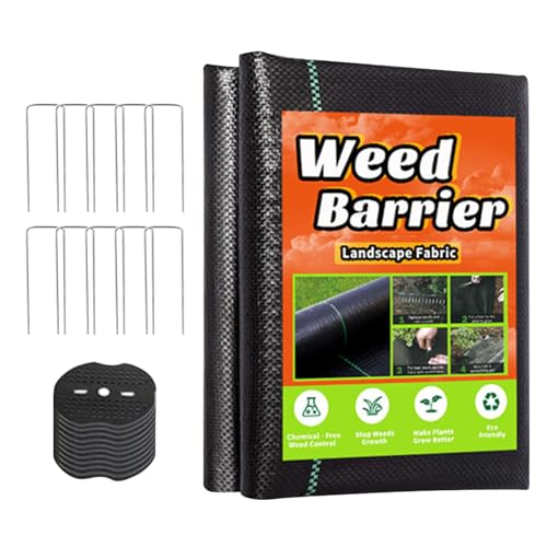 dzqad Tela Barrera Para Césped - 0.9x9.8 Metros Malla Tejida,Malla De Cobertura Del Suelo Con Estacas De Fijación En U,Para Jardín Césped Parterre Jardinería Exterior Flor Entrada