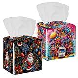 Confezione da 2 contenitori per fazzoletti, in pelle PU, per decorare cervelli e autobus, quadrati, per bagno, piano di lavoro, casa, cucina, camera da letto