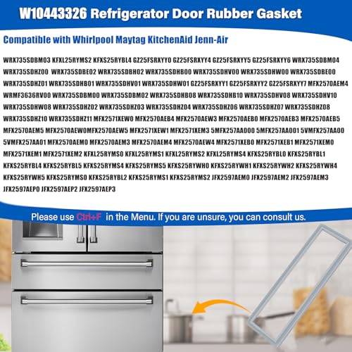 Image of 34.2 inchx8.7 inch WPW10443326 W10443325 Refrigerator Door Gasket Replacement Compatible with Whirlpool Maytag WRX735SDBM00 GZ25FSRXYY5, W10294107 Pantry Drawer Gasket Replace W10443326 Seal - Unbent