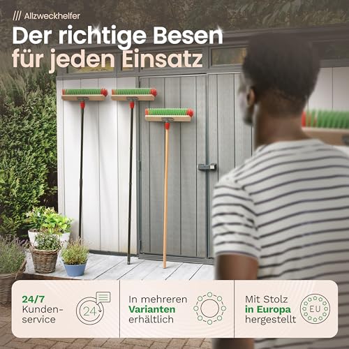 Straßenbesen mit Stiel Gartenbesen Kehrgarnitur Rosshaar Besen Kehrblech (1, Gartenbesen + Kehrschaufel Set Rosshaar) – Bild 8