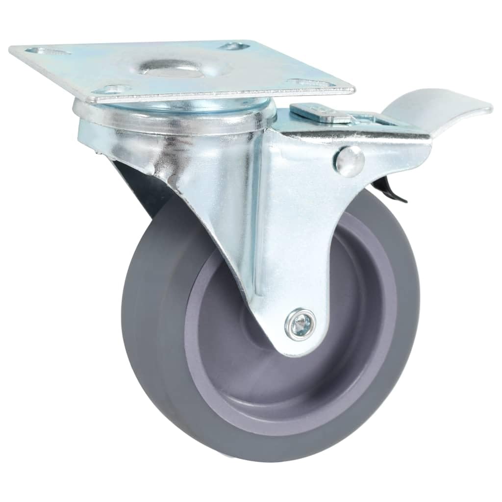 4 Lenkrollen mit Doppelbremsen 75 mm TPR Gummi leise Rollen für Werkstatt Wagen Möbel Transporttechnik, maximale Belastung 45 kg je Rolle
