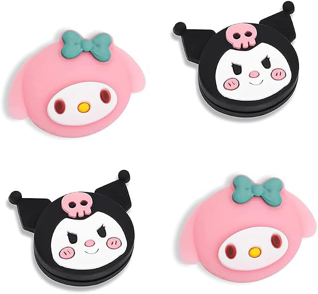 PERFECTSIGHT Cute Switch Thumb Grip Caps Compatible with Nintendo Switch OLED/Lite Console, Kawaii Soft Silicone Analog Stick Button Cover for Ns Joycon Controller, 4PCS Joystick Cap, Rabbit & Melody