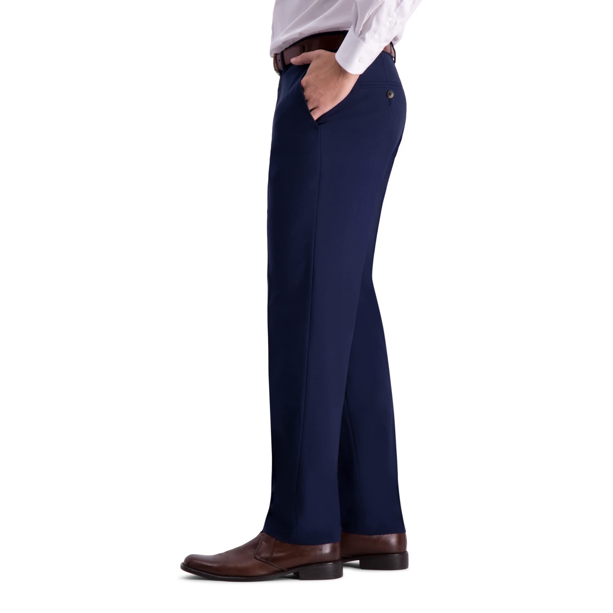 Haggar 4-Way Stretch Straight Fit Flat Front Dress Pant - Pantalones para Vestir Hombre