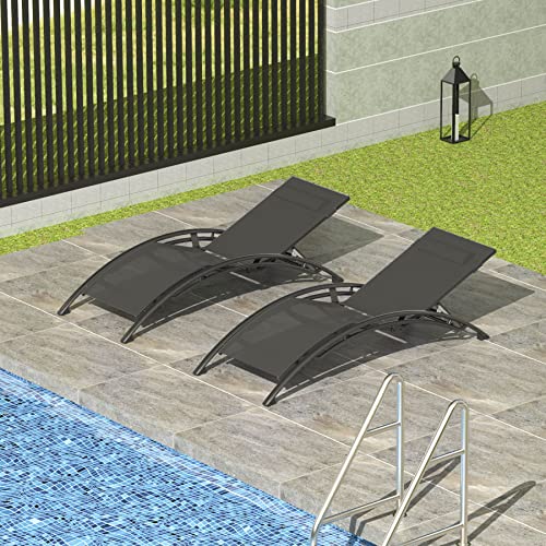 Domi Outdoor Living Domi Outdoor Chaise Lounge Set Of 2 Patio Recliner Chairs With Adjustable Backrest And Removable Pillow For Indoor&Outdoor Beach,Pool,Sunbathing,Lawn,Dark Grey thumb #1